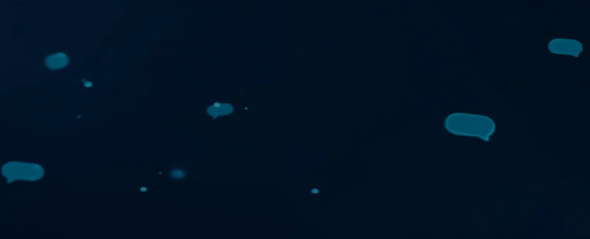 Abstract dark gradient background with glowing chat bubble shapes